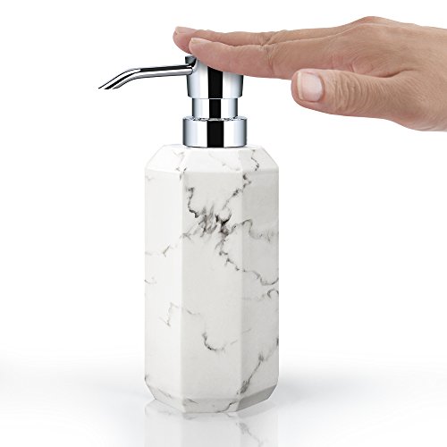 Allure Home Creations Marble Facet 4-Piece Bathroom Accessory Set - 1 Lotion Pump,1 Toothbrush Holder,1 Soap Dish and 1 Tumbler