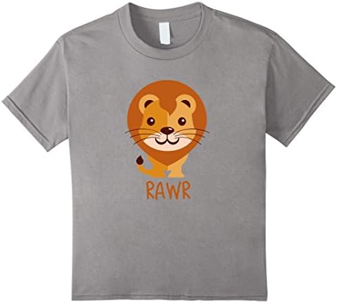 Kids Cute Lion Rawr Tee Shirt Kids Age 3-12 6 Slate