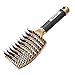 FIXBODY Boar Bristle Hair Brush - Curved & Vented & Oversize Design Detangling Hair Brush for Women Long, Thick, Curly and Tangled Hair Blow Dryer Brush (Gold)