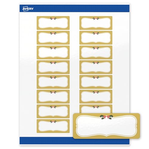 Avery Printable Rectangle Labels, 1" x 2-5/8", Glossy White, Pre-Printed Metall…
