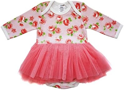 Pink rose TUTU bodysuit(0-3m), organic cotton baby onesie