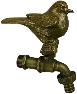 Vintage Outdoor Living Home Garden Yard Brass Decor Faucet Tap Bird