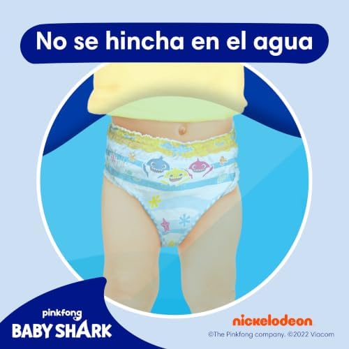 Splashers Baby Shark Talla 5-6, 80 Pañales Bebé Bañadores Desechables, 14kg+, Protección Anti-fugas En El Agua