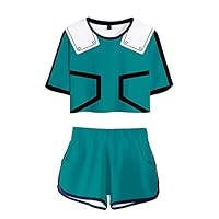 My Sky 2 Piece My Hero Academia Outfits for Women Crop Top and Short Pants Sets (A, Small)