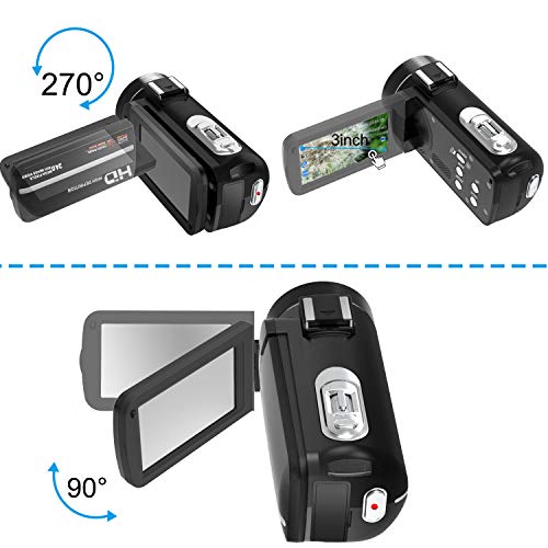 Video Camera Camcorder with Microphone FamBrow Full HD 1080p 24MP IR Night Vision 3.0 Inch 270 Degrees Rotatable Touch Screen 16X Digital Zoom Vlogging Camera Recorder for YouTube w/Battery Charger - Thumbnail 7