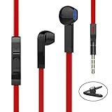 Headphones, Earbuds Earphones with Microphone and Volume Control, Wired Headphones for Smartphone Compatible with 3.5 mm Corded Headsets Red