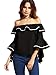 Floerns Women's Off The Shoulder Bell Sleeve Ruffle Loose Blouse Crop Top Black M