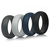 ThunderFit Silicone Rings for Men Rubber Wedding Bands - 4 Rings (Dark Blue, Light Gray, Dark Gray, Black, 9.5 - 10 (19.8mm))