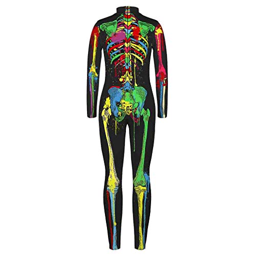 charmsamx Kids Halloween Jumpsuit Cosplay Costume Skeleton Printed Bodysuit Lifelike Novelty Skull Tights Halloween Costumes for Boys Girls - Thumbnail 7