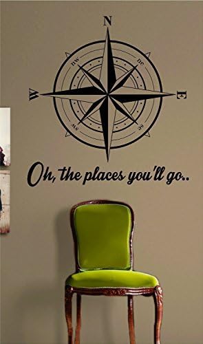 Leisure4UCompass Rose Oh The Places You'll Go Nautical Ocean Quote Words Wall Decor Sticker Decal Removable Vinyl Name Wall Art Decal