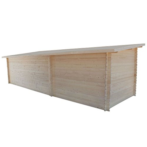 Festnight Abri de Jardin en Rondins Bois Massif 28 mm, 6,3 x 3 m