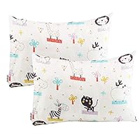 UOMNY Kids Toddler Pillowcases 2 Pack 100% Cotton Pillowslip Case Fits Pillows sizesd 13 x 18 or 12x 16 for Kids Bedding Pillow Cover Baby Pillow Cases Elephant/Cat