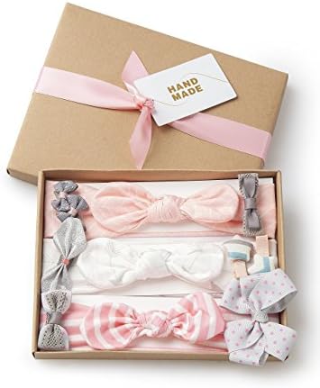 Baby Girl Soft Stretchy Bow Headband, Ribbon Lined Hair Clip, Bib sets : Infant and Toddler Hair Accessories