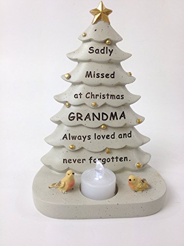 DFS Grandma Christmas Tree With Flickering Tea Light Graveside Memorial Ornament Tribute