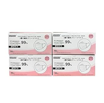 Amazon Co Jp セーフラン Saferun 3層不織布プリーツマスク 1箱50枚 小さめサイズ 安心の日本国内試験実施品 Pfe99 Bfe99 ホワイト 使い捨て Pp不織布 約145x95mm カケンテストセンター試験実施 4箱 産業 研究開発用品