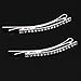 LUXXII - 1 Row and 3 Row Clear Rhinestone Crystal Hair Barrette Clip Hair Pin (Silver, 4 Count)