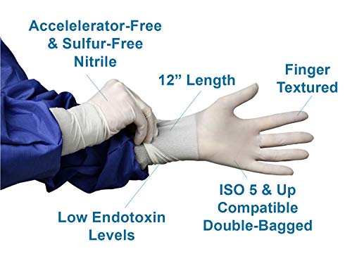 41cn127uSXL HandPRO 9101 Hourglass 9100 Series Nitrile Ambidextrous Cleanroom Glove, Powder Free, 290 mm Length, 0.06 mm Thick… - Image 3