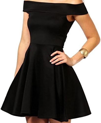 Fseason Women's Solid Colored Tube Word?Collar Thigh Sexy Cocktail Dress Party Short Dress Black S
