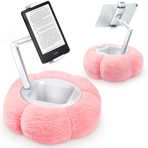 CreaDream Pumpkin Tablet Pillow Stand Holder for Kindle iPad, Adjustable Phone Pillow Stand for Lap Bed with Detachable Snack Bowl, Compatible with 4.7