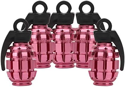 SENZEAL 5x Grenade Bomb Tyre Valve Caps Aluminum Alloy Car Motorbike Dust Stem Caps Pink