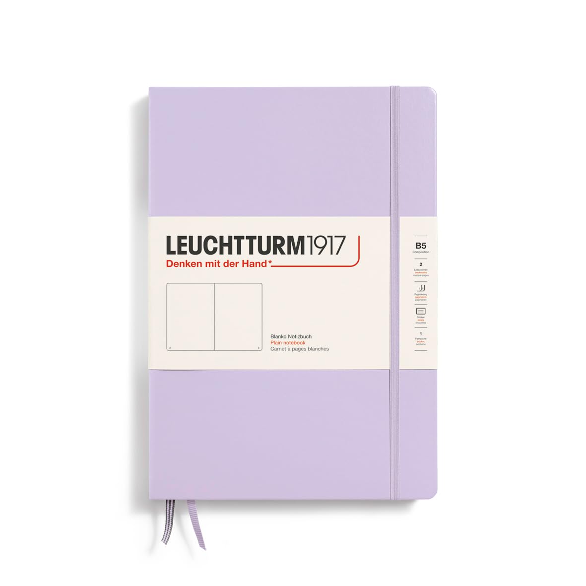 LEUCHTTURM1917 368149 Notebook Composition (B5), Hardcover, 219 Numbered Pages, Lilac, Plain — image 1