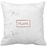 Funny Wholesale Hustle Typography Rose Gold White Marble Pillow Cover 18 x 18 inches(Pattern: Print)