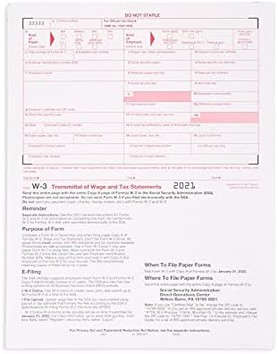 W3 Transmittal Tax Forms 2021, 10 Form W-3 Summary Laser Forms for ...