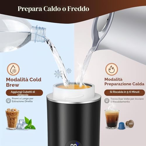 GJCrafts Portable Coffee Maker, 3 in 1 Battery Operated Espresso Machine, Compatible with Capsule and Ground Coffee, RV Gadgets and Camping Gifts (Black)