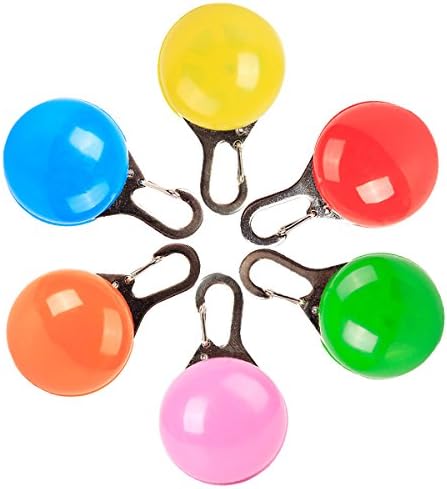 LKYLRT01 Dog Collar Clip-on Safety Pet Pendant Night Bright LED Light Clip Pet Tags Flash Colorful Collars for Walking the Dogs (6 color(Blue+Green+Orange+Red+Pink+Yellow))