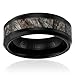 8MM Comfort Fit Titanium Hunting Ring | Black Plated Wedding Band with Camouflage Inlay | Beveled Edges