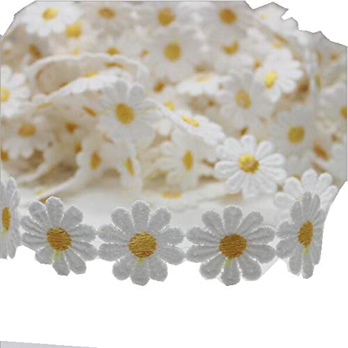 15 Yards White and Yellow Flower DIY Lace Applique Sewing Craft Lace Edge Trim Ribbon Edging Trimmings Fabric Embroidery Polyester for Wedding Dresses Embellishment DIY Party Decor Clothes