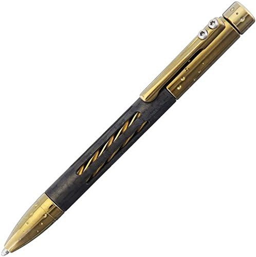 Lion Steel LSTNYFCBRS Gold/Carbon Fiber Titanium Nyala Pen W/Pocket Clip