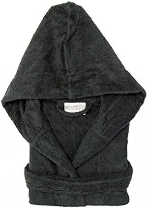 Kids Terry Hooded Bathrobe Terry Cloth Hoodie Bathrobe %100 Cotton for Kids(Charcoal,L (Age 7-11))