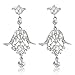 EVER FAITH Bridal Silver-Tone Art Deco Flower Leaf Necklace Earrings Set Clear Austrian Crystal