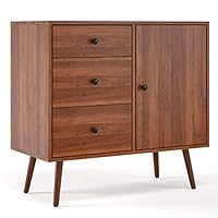 HOMFA Wide Dresser with 3 Drawer Chest and 1 Side Cabinet, 31L inch End Table Nightstand, File Storage Organizer Shelves, Accent Wood Frame Home Office, Walnut Brown