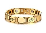 VNOX Tungsten Egyptian Eye of Horus Ankh Cross Magnetic Energy Therapy Adjustable Bracelet,Gold Plated