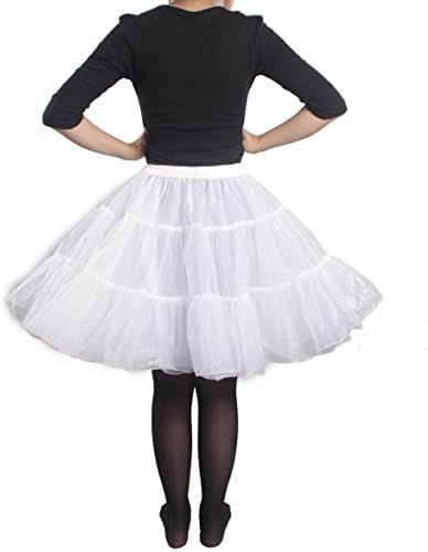 Yijunqing 50s Vintage Rockabilly Petticoat Tutu, 18" Length Net Underskirt (XS-M (4-10), White)