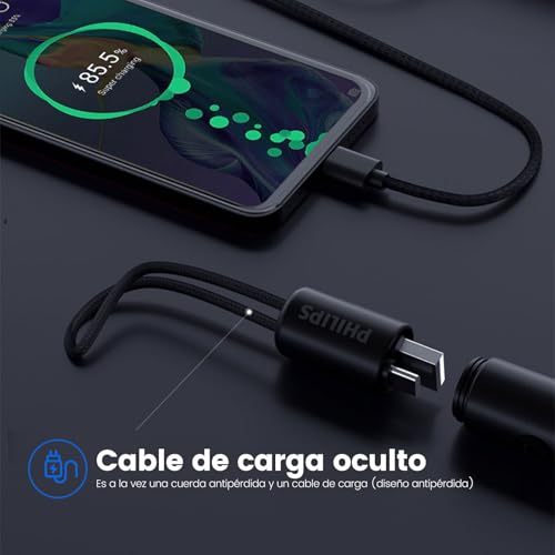 PHILIPS SFL1126 Linterna LED Recargable, Linterna Portátil con Silbato de Supervivencia, 300 Lúmenes Mini Flashlight, Multiusos para Lectura, Paseo de Perros, Emergencia
