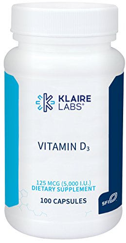 Klaire Labs Vitamin D3 5000 IU - High Potency 125 mcg, 100 Capsules Klaire Labs Vitamin D3 5000 IU - High Potency 125 mcg, 100 Capsules