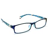 PenSee Fashion Horned Rim Rectangular Eye Glasses Frames Clear Lens (Blue)