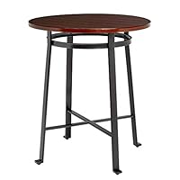 DTOWER Bar Table Challiman Dining Room Bar Table Rustic Steel Bar Table Round Wood Top Dining Room Pub Table Solid Wood Bar Table Pub Height Dining Set Rustic Brown 42 Inch - Bar Table