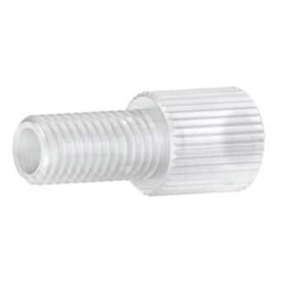 Idex Flangeless Male Nut, Standard Knurl, Natural PFA, 1/8 inch OD Tubing, 1/4-28 Flat-Bottom; 10/PK