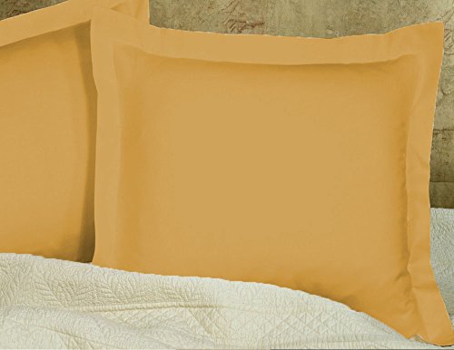 Bedding Attire 600 Thread Count Gold Solid Pillow Shams Set of 2 Piece 100% Egyptian Cotton 26" x 26" Euro Size