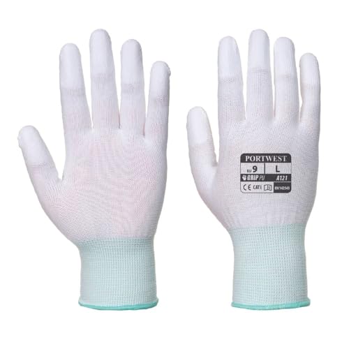 Portwest A121 Grip 13 PU Fingertip Glove Breathable Seamless Liner