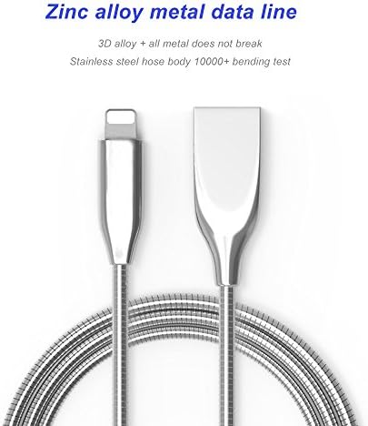 iphone grey Metal Charger Cable 1M Lightning to Sync Charging/USB High Speed Cable For iPhone X, 8, 8 Plus, 7, 7 Plus, 6s, 6s Plus, 6, 6 Plus, SE, 5s, 5c, 5, iPad mini, iPad Air, iPad Pro, iPod