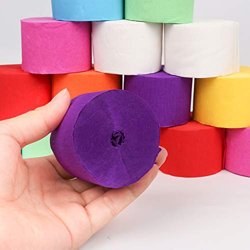 489.6 Yard 16 Rolls 8 Colors Crepe Paper Rainbow Streamers,Polychromatic Party Streamer Backdrop Paper Decorations Crepe Paper for Birthday,Wedding,Graduation Ceremony,Concert and Various Festivals - Thumbnail 7