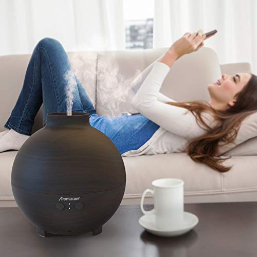 Large Essential Oil Diffuser 600ml for Aromatherapy,Aroma Cool Mist Humidifier Globe with Adjustable Mist Mode - Dark Wood Grain- Filter Free- Last Overnight for Bedroom Office Home Yoga by Aromacare - Thumbnail 3