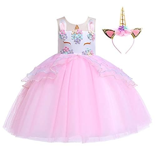 Girls Unicorn Dress Pageant Flower Costume Kids Unicorn Fancy