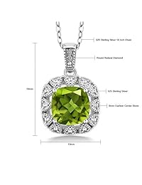 2,46 ct cojín verde peridot blanco plata de ley 925 colgante de diamantes