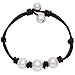 Womens Cultured Freshwater Pearl Bracelet with Leather Cord Beaded Jewelry 7.8'' Black Brown